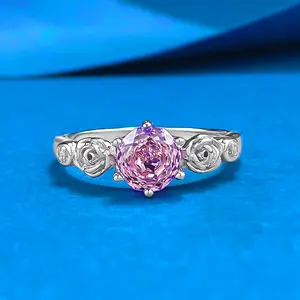 Vintage Rose Ring in 925 Sterling Silver with Lavender CZ-Hypoallergenic. Fairycore Promise Ring; Gift for Girlfriend, Anniversary, Valentine’s Day, Women’s Jewelry.