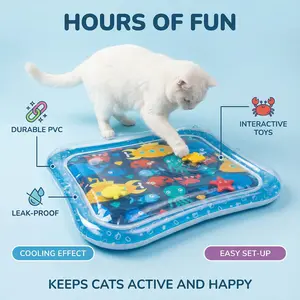 Interactive Water Sensory Cat Play Mat, PVC Material Indoor Toy, Cooling Water Inlet Pad, Portable Pet Cooler, Summer Splash Pad
