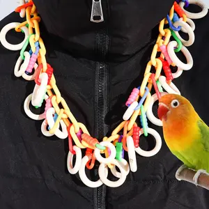 Interactive Wearable Bird Toy – Chewable Wooden Ring Necklace for Parakeets & Small Birds| Cage or Shoulder-Mounted Bonding Toy