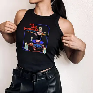 Ade Due Damballa Y2K Edgy Crop Tank Top for Women – Horror Ritual Graphic Sleeveless Shirt, Goth Festival Outfit Aesthetic Tee for Halloween Fans