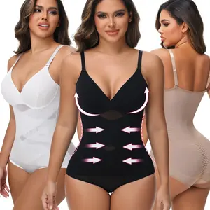 Sexy Deep V Neck Shapewear Bodysuits for Women Tummy Control Body Suits Thong Body Shaper，Ladies Adjustable Spaghetti Straps Waist Shaper Body Suit Belly Shaping Underwear Black Beige White Oversize S-3XL