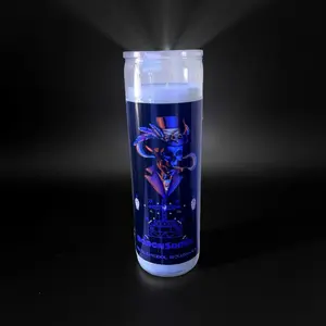 Baron Samdi 7 Days Candle for Prayer - Unique Design with Blue Accents and Iconic Figure