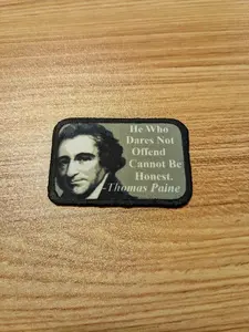 Thomas Paine founding father quote patch 2"x3" removable morale patch with hook and loop backing