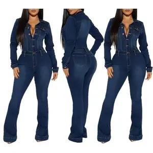 2025 Sexy Off Shoulder Denim Jumpsuit with Multi Pockets Distressed Cargo Jumpsuit for Women  Autumn Fall Fashion Plus Size Bodycon Romper for Date Night