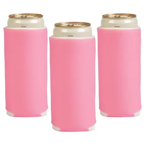 3 1/2" x 6 1/2" Solid Color Pink Foam Slim Can Coolers - 12 Pc.