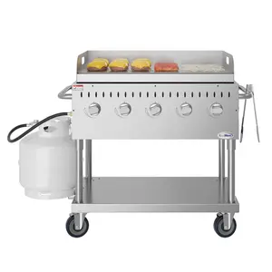 36 in. Commercial Outdoor Propane Grill with Griddle in Stainless-Steel, ETL Listed (CGKIT3-36G)