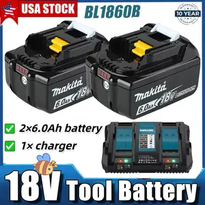 2PACK For Makita 18 Volt 6.0Ah LXT Li-Ion Battery BL1860B BL1830 BL1850 / Charger