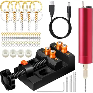 Electric  Drill Set,Pin Vise for Molds  Casting,  Anti-Skid Drill Press Vise, 210 count  making Supplies, Precision Hand Drill Kit for DIY Keychains  Making