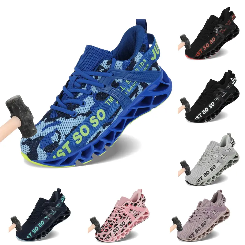 Steel Toe Wide Shoes for Men Women Lightweight Safety Sneakers Fashion Work Comfortable Breathable Safety Toe Slip on Tennis Footwear Walking Shoes Boy Closed tennis shoes women Blue Running