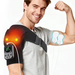Portable wireless smart heating massage shoulder pad, Remote control via mobile app + 8 modes of physical therapy, dual-purpose of heating massage and physical therapy! 5000mAh long battery life 💪 Massage shoulders and neck, a practical gift for parents