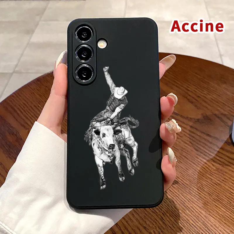 Straight Edge Phone Case Compatible with Samsung Galaxy S23 Ultra S24 Plus S25 S22+ Rider's wild ride Pattern Pocket-Friendly Shockproof Silicone Protective SoftCase