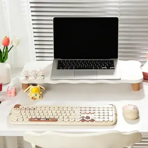 MOFii 1 Set Wireless Keyboard and Mouse Combo, Cream Yellow Cute Cat Cartoon Round Keycaps, High Aesthetic Office Keyboard Mouse for Girls, Universal for Laptop & Desktop, US Qwerty (Batteries Not Included)