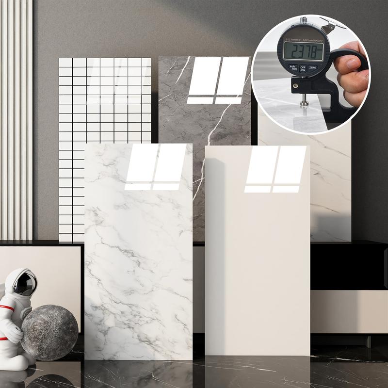 20/40Pcs Large Marble Tile Wall Stickers,PVC material Wall Paper, Easy Peel & Stick, Waterproof Self-Adhesive Panels for Kitchen, Living Room, Bathroom, Corridor, Home and Dormitory - 23.62*11.8 inch,Product details page Outdoorfun Vinyl Decorative Modern