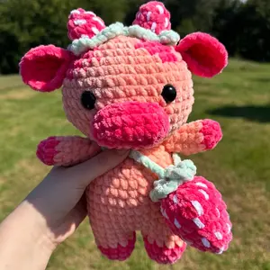 Small Crochet Strawberry Cow Small Crochet Strawberry Cow