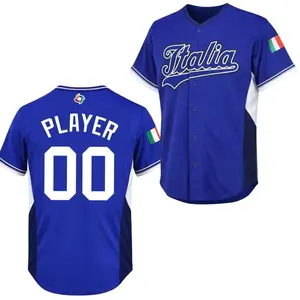 Customizable Baseball Jersey Shirt for Men & Women - Lightweight Polyester with "Italia" Design 4FH