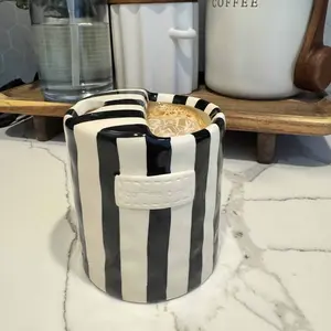 European Vintage Striped Hand-Painted Glazed Ceramic Mug, Heat-Resistant Non-Slip, Dishwasher and Microwave Safe, For Hot or Cold Drinks, Holiday Gift for Friend & Family, Stylish Drinkware, Vintage Coffee Mugs