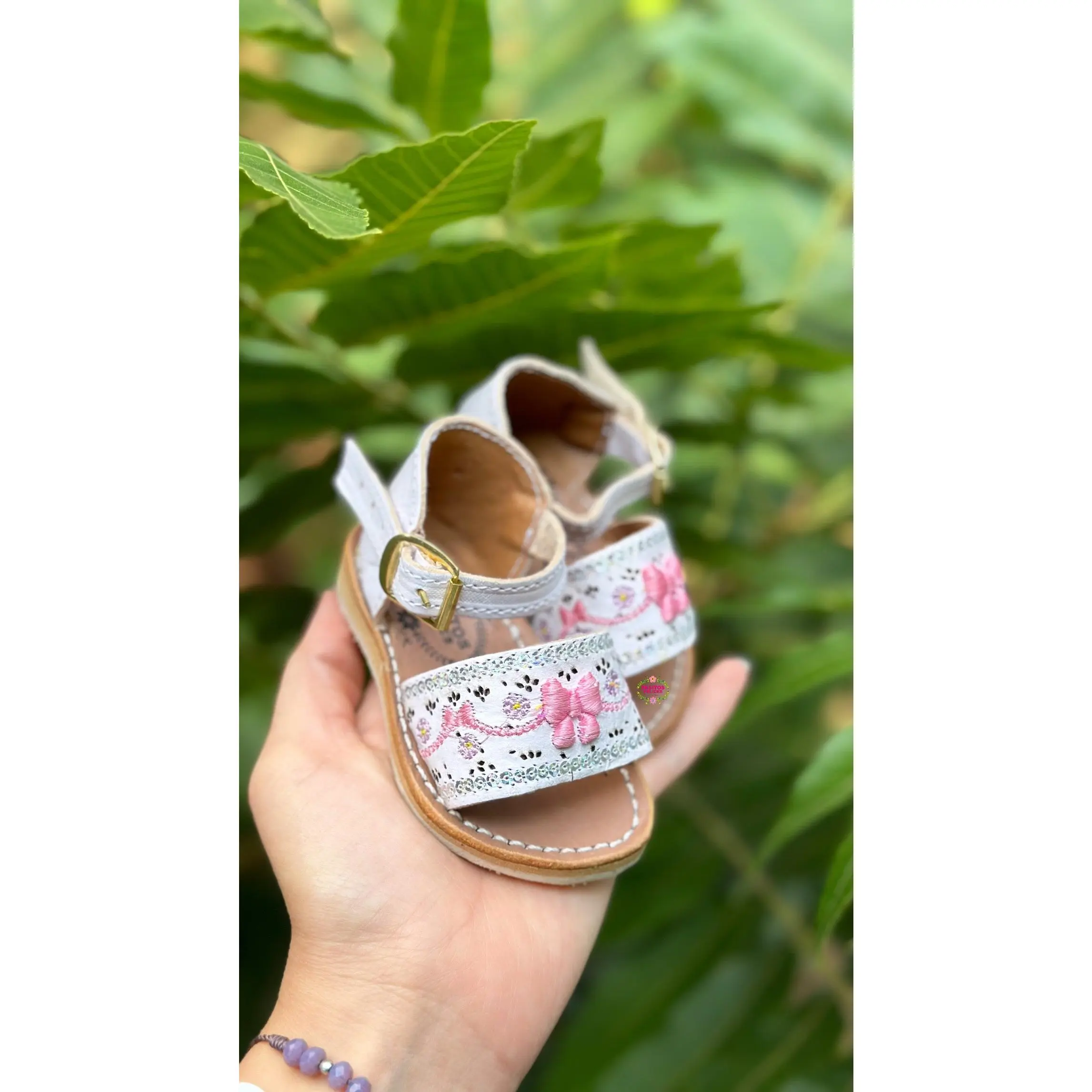Coquette White Mexican Buckle Sandals with Bow Detail, Stylish Design for Everyday Wear