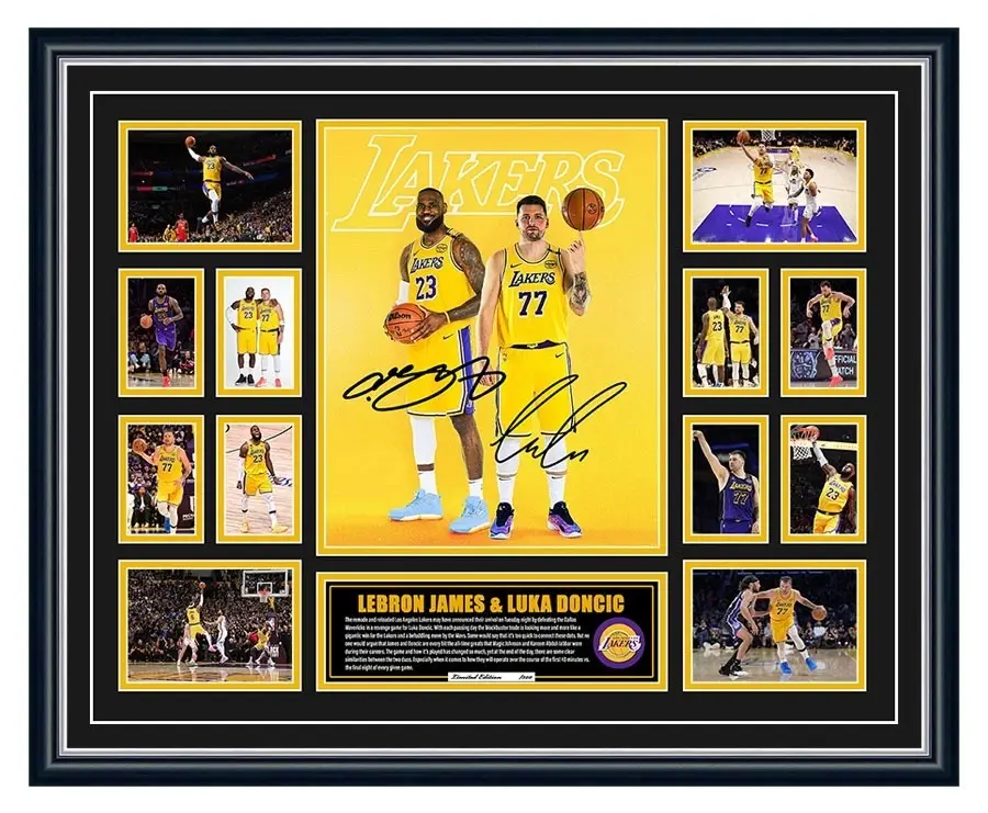Lebron James & Luka Doncic La Lakers Signed Photo Poster Limited Edition ( Unframed - Print Only )