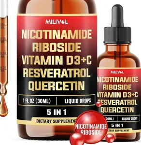 5in1 NAD+ Liquid Drops w/Nicotinamide Riboside NR 900mg, Quercetin 500mg, Trans-resveratrol 500mg, Vitamin D3-C - Cellular Energy & Repair, Vitality, Healthy Aging - 1FL Oz - 1 Month Supply