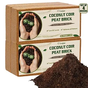 Legigo 4 Pack Premium Coco Coir Brick for Plants- Organic Compressed Coconut Coir Bricks Starting Mix, Coco Coir Fiber Coconut Husk for Planting, Gardening, Potting Soil Substrate, Herbs