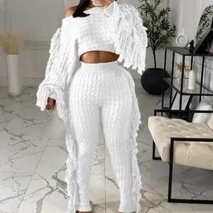 Cable Knit Pant Set - Ivory, Elegant Design, Comfortable Fit, Suitable for All Occasions