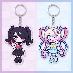 NEEDY STREAMER OVERLOAD Keychain - Ame Chan and K Angel Acrylic Charms - Unique Keychains for Bags and Keys, Durable, Lightweight and Perfect for Personal Style, Collecting and Gifting