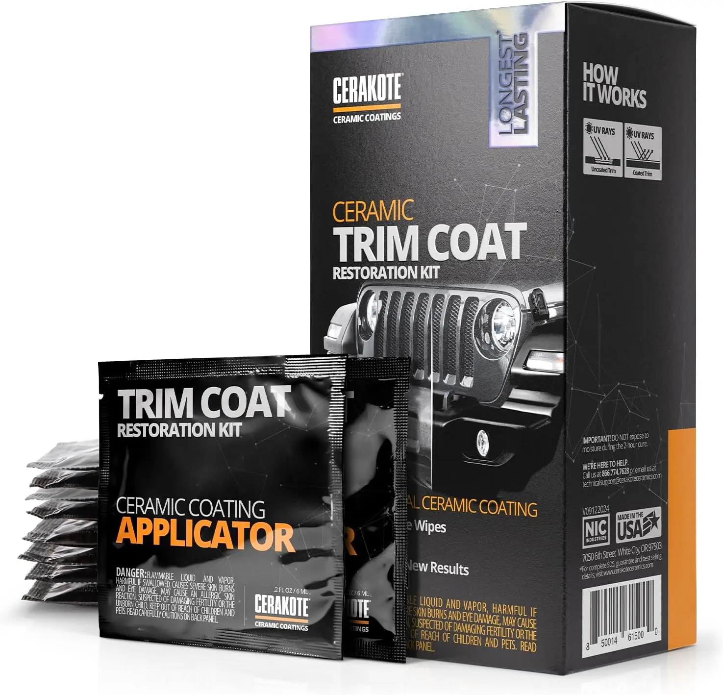 CERAKOTE Ceramic Trim Coat Kit - Quick Plastic Trim Restorer - Ceramic Coating Guaranteed Restoration to Last Over 200 Washes – A Ceramic Coating, Not a Dressing | Quick Plastic Trim Restorer, Guaranteed Restoration Over 200 Washes
