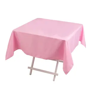 Premium Polyester 54"x54" Square Tablecloth Pink - Stain and Wrinkle-Resistant 220GSM Table Cover