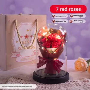 glass rose corner store Premium Preserved Red Rose in Glass Dome Night Light Gift Box with Customizable Greeting Card - Luxury Birthday Gift for Girlfriend Mom Grandma Teacher Friend Colleague,the pink store,glass rose flower tube brass  monkey Large Vari