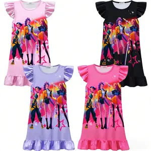 Novelty Girls' Casual Dress with Unique Cartoon Pattern Soft Fabric Nightdress