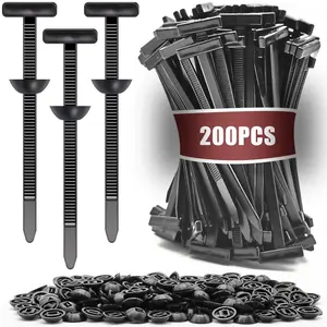 200 Pack Nylon Universal Cable Tie Buckle Zip Tie, Heavy Duty Self-Locking Push Pin with Button Fixion Tools, UV Resistant Plastic Rivet Fasteners for Car Auto Repair (Fender, Bumper, Trunk Liner)