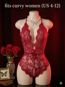 Womn's Summer Fashion Color-blocking Lace Cross-Strap Bodysuit | Comfortable with Scallop & Bow. Criss Cross Back floral snap open crotch chemise sexy comfy breathable push nova intimates lingerie fashion❤️ night daily comfort lushlace midsize Underwire