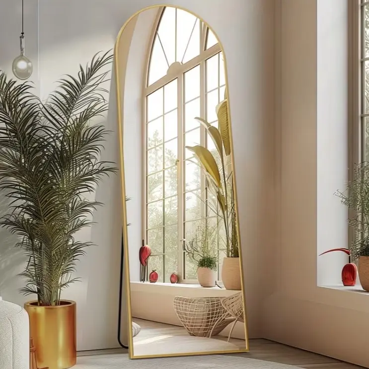 59"x16" Full Length Mirror Floor Standing Aluminum Alloy Frame for Bedroom & Living Room Versatile Use Hanging or Leaning Against Wall
