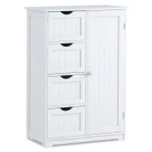 COSTWAY - 3-in-1 Bath & Storage Combo: Tall Cabinet, Shower Bench & Buffet Sideboard