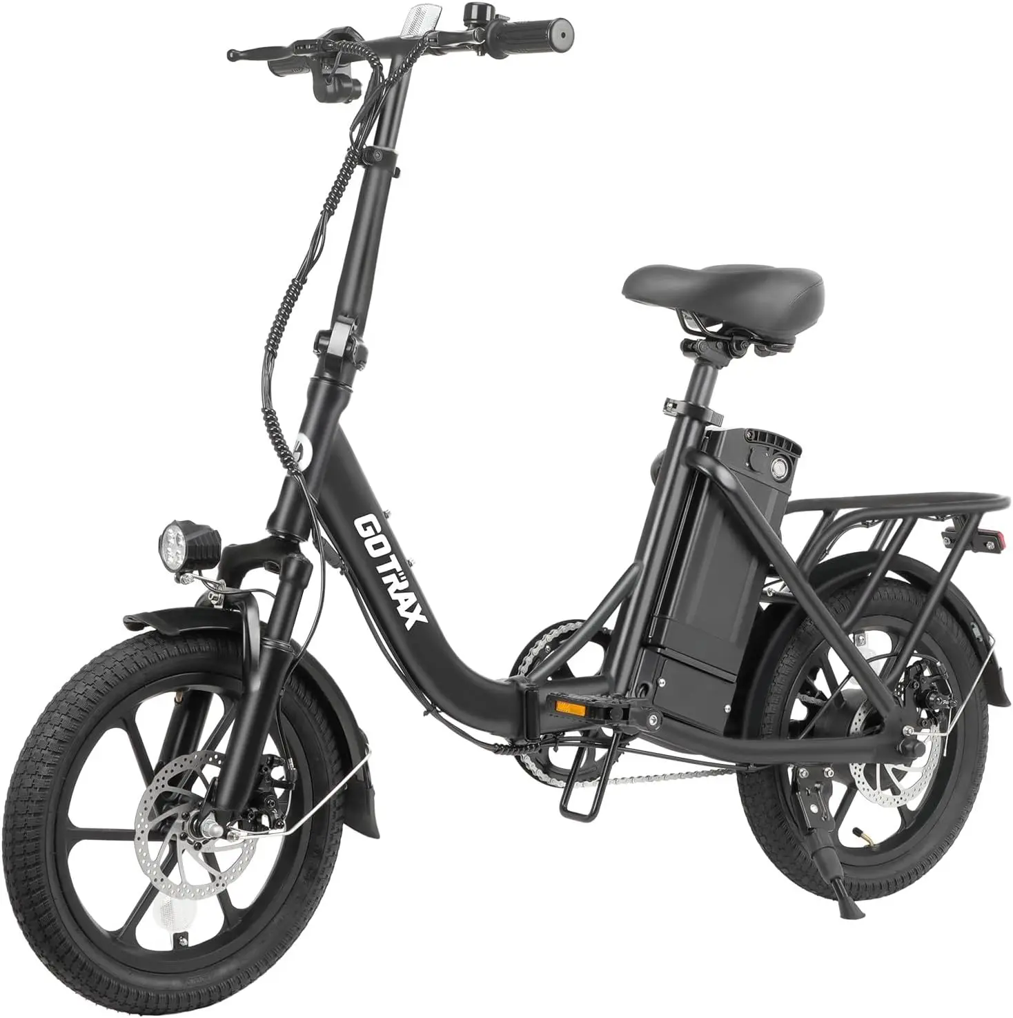 Gotrax 16" Folding Electric Bike, Max 28Miles Range(Pedal-Assist) & Speed 15.5Mph Power by Peak 500W, E-Bike with Removable Battery, Suspension & Adjustable Size, Commuter Bicycle for Adults/Teens