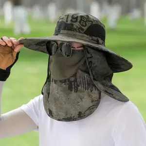 Summer Sun Hats UV Protection Outdoor Hunting Fishing Cap For Men Women Hiking Camping Visor Bucket Hat Removable Fisherman Hat