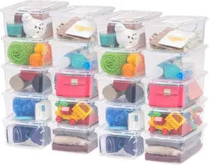 IRIS USA 20-Pack Storage Bins with Lids, 6 Quart, Shoe Boxes Clear Stackable Containers Organize Shoes Closet Shelves, Classroom Organization Teacher Tools, Game Storage - BPA-Free Plastic
