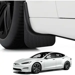 BASENOR 2021-2026 Tesla Model S 2021-2025 Model S Plaid Mud Flaps Splash Guards [No Drilling No Tape] [10X Stronger] All Weather Tire Protector Mudflaps for Model S Exterior Accessories