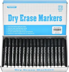 Dry Erase Markers Bulk Pack, 72 Count, Chisel Tip, Black, Low Odor, Smear-Proof, Quick-Drying, Ideal for Whiteboards & Classrooms