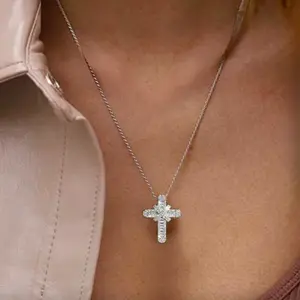 Elegant Cross Pendant Necklace with Cubic Zirconia Adjustable Chain for Daily Wear & Special Occasions