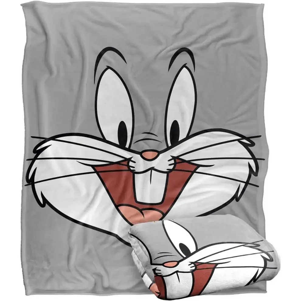 【Back To School】Le Yitong Character Fleece Blanket - Classic Cartoon Themed (Rabbit, Daffy Duck, Cui Di, Tasmanian Devil, Marvin the Martian, Silly Cat) - Retro Movie Fan Lightweight Foldable Sofa Bed Cover Travel Blanket