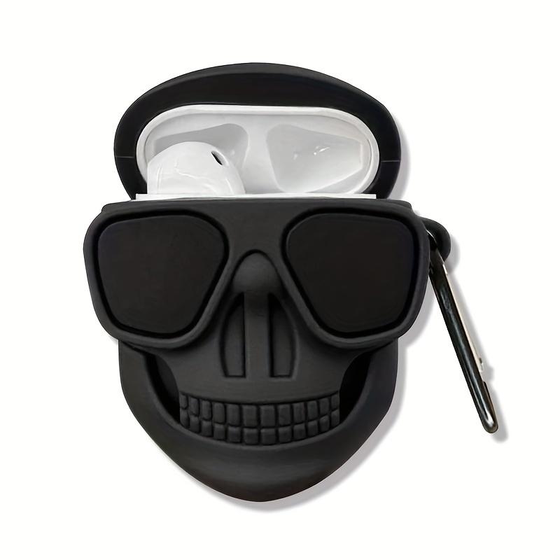 Airpods protective case, featuring a hip-hop skull design, made of durable silicone material, a perfect gift for friends and family