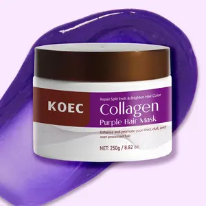 KOEC collagen purple hair mask, professional in neutralizing yellow and blonde hair, eliminating split ends and clutter