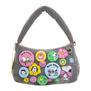Whatever Makes You Happy Peanuts Sherbert Spring Pins and Patches Baguette Corduroy Bag