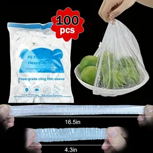 100 PCS Reusable Elastic Food Covers – Stretchable Leakproof Bowl & Dish Lids for Kitchen Storage and Leftovers