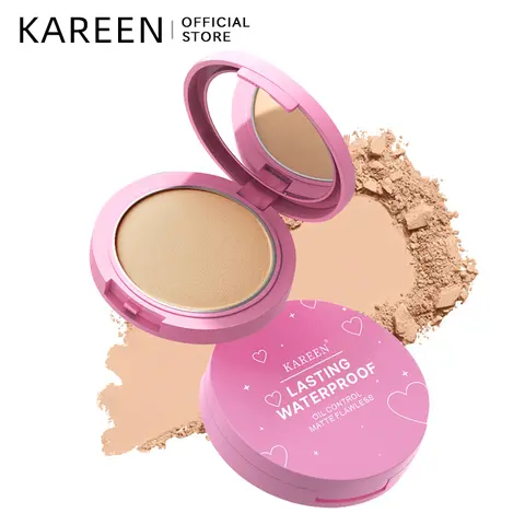 KAREEN Pressed Setting Beauty Powder - 4# Super White (Not Transparent) Cosmetic, Waterproof, Long-Lasting Matte Finish, Oil Control, Pore-Blurring, Fine Line-Smoothing, Lightweight, Non-Cakey, Full Coverage for All Skin Types, 48 Months Shelf Life