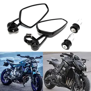Universal Black 22mm 7/8'' Bar End Rear View Mirrors Grom Msx125 Cb500f Z125 Pro Z650 Z750 Z800 Z900 Mt-03 Mt-07 Fz-07 Mt-09 Fz-09 Mt-10 Fz-10 Mt-25 Fz6 Fz8 Fz6r Sv650 Sv1000