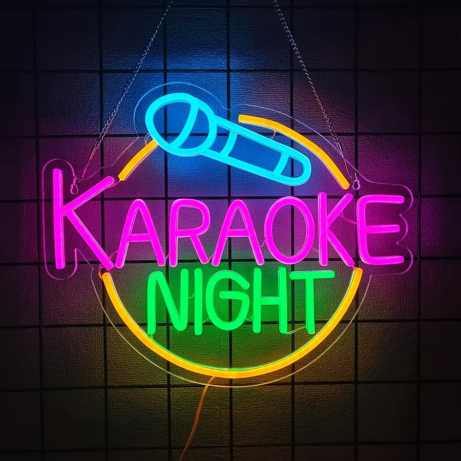 Karaoke Night Neon Sign, Led Karaoke Bar Neon Signs for Wall Decor,Karaoke Open Wall lights, USB Powered for Game Room Man Cave Bar Pub Party Birthday Gift