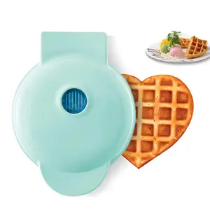 Mini Maker Waffle Maker 5" Non-Stick Waffler Iron Stuffler Stuffed Wafflera Adjustable Browning Control, Heart, Azure