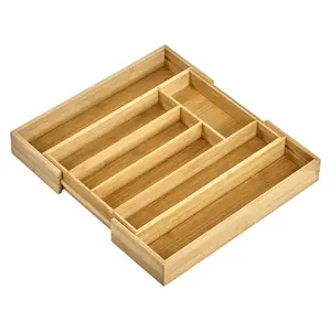 Bamboo Expandable Kitchen Cutlery Tray Holder Tidy Organiser 38cm